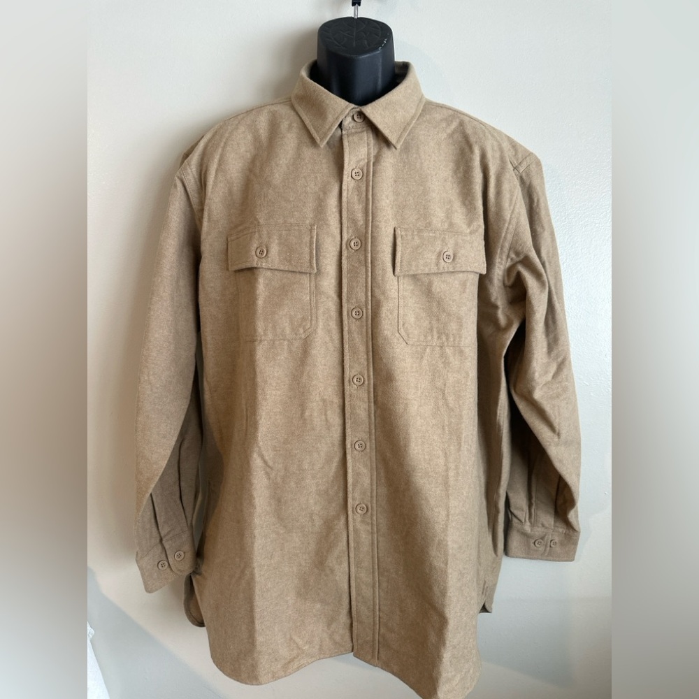 L.L. Bean Men’s XL Heavyweight Cotton Shirt – Tan / Beige